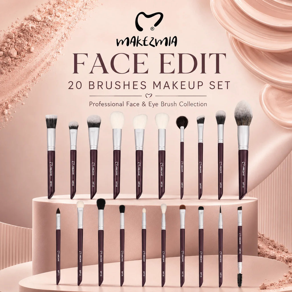 Makezmia Face Edit 20-Piece Professional Makeup Brush Set