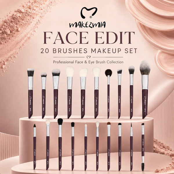 Makezmia Face Edit 20-Piece Professional Makeup Brush Set