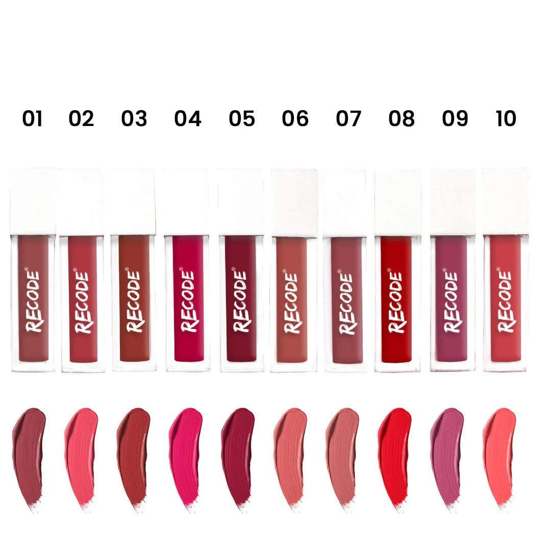 Recode 10 Silky Matte Mini Liquid Lipsticks - 12.50 ML (1.25MLx 10) Main image