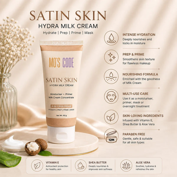MO’S CODE Satin Skin Hydra Milk Cream - 4-in-1 Moisturizer & Primer, 60g