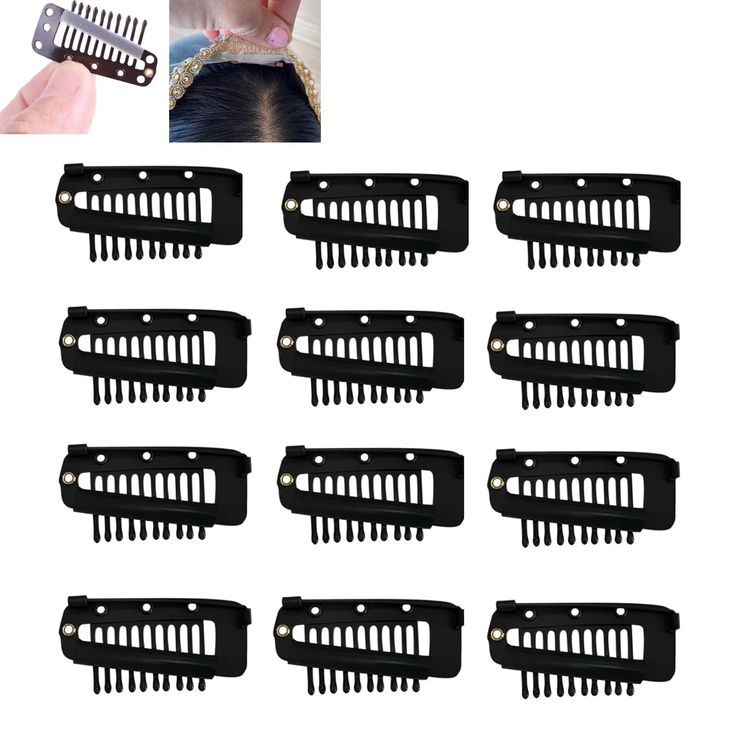 10pcs black snap hair clips for wigs and dupatta fixing Main image