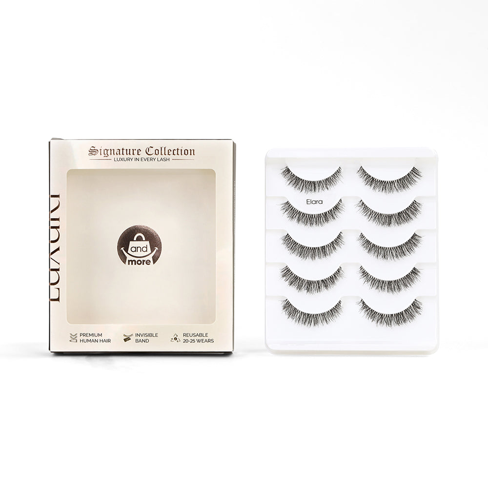 AndMore Elara premium human hair false eyelashes 5 pairs