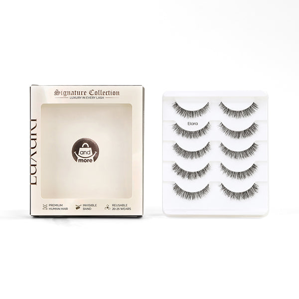 AndMore Elara premium human hair false eyelashes 5 pairs
