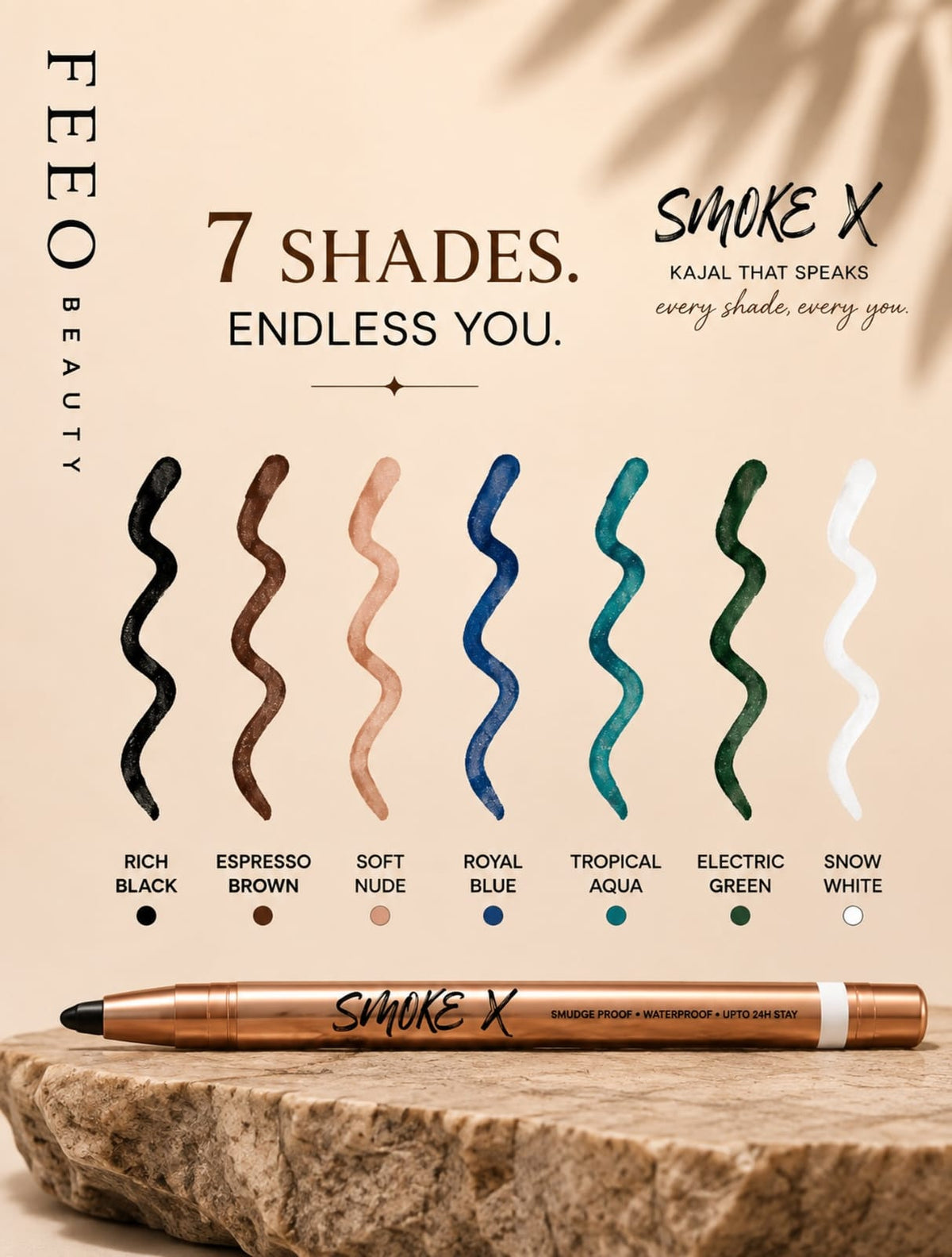 FEEO Smoke X Kajal 7 Shades Color Chart