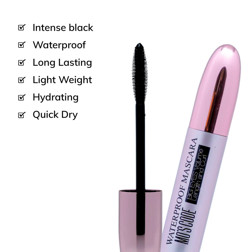 Mo's Code Waterproof Mascara – Big Eyes Volume, Length & Curl, 9 g