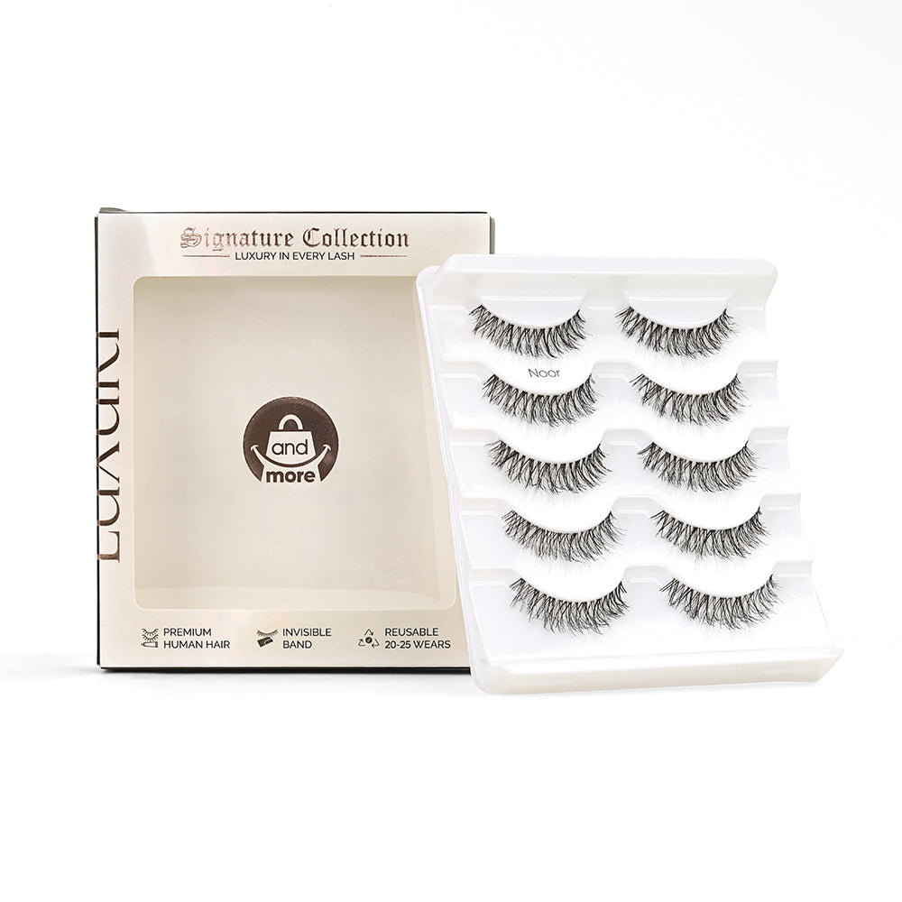 AndMore Noor Signature Collection human hair false eyelashes packaging