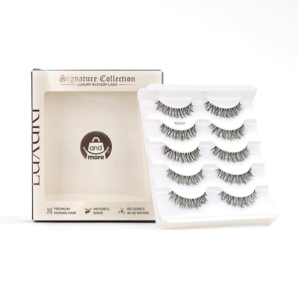 AndMore Noor Signature Collection human hair false eyelashes packaging
