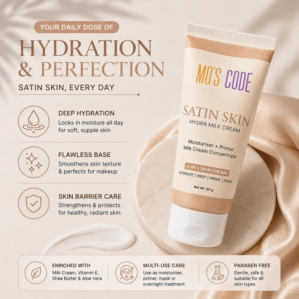 MO’S CODE Satin Skin Hydra Milk Cream - 4-in-1 Moisturizer & Primer, 60g