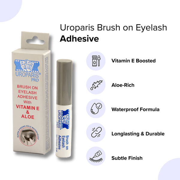 UROPARIS PRO Brush On Eyelash Adhesive / Glue With Vitamin E & Aloe