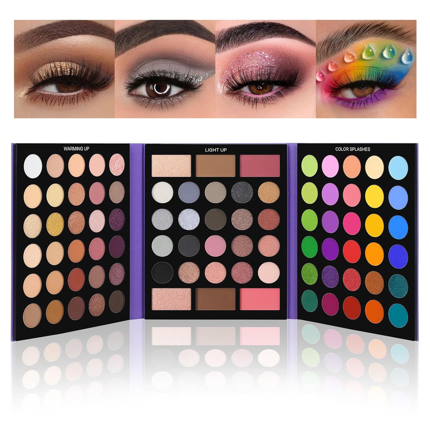 UCANBE Pretty All Set 2 full makeup palette with 86 shades and bold eye makeup examples Main image